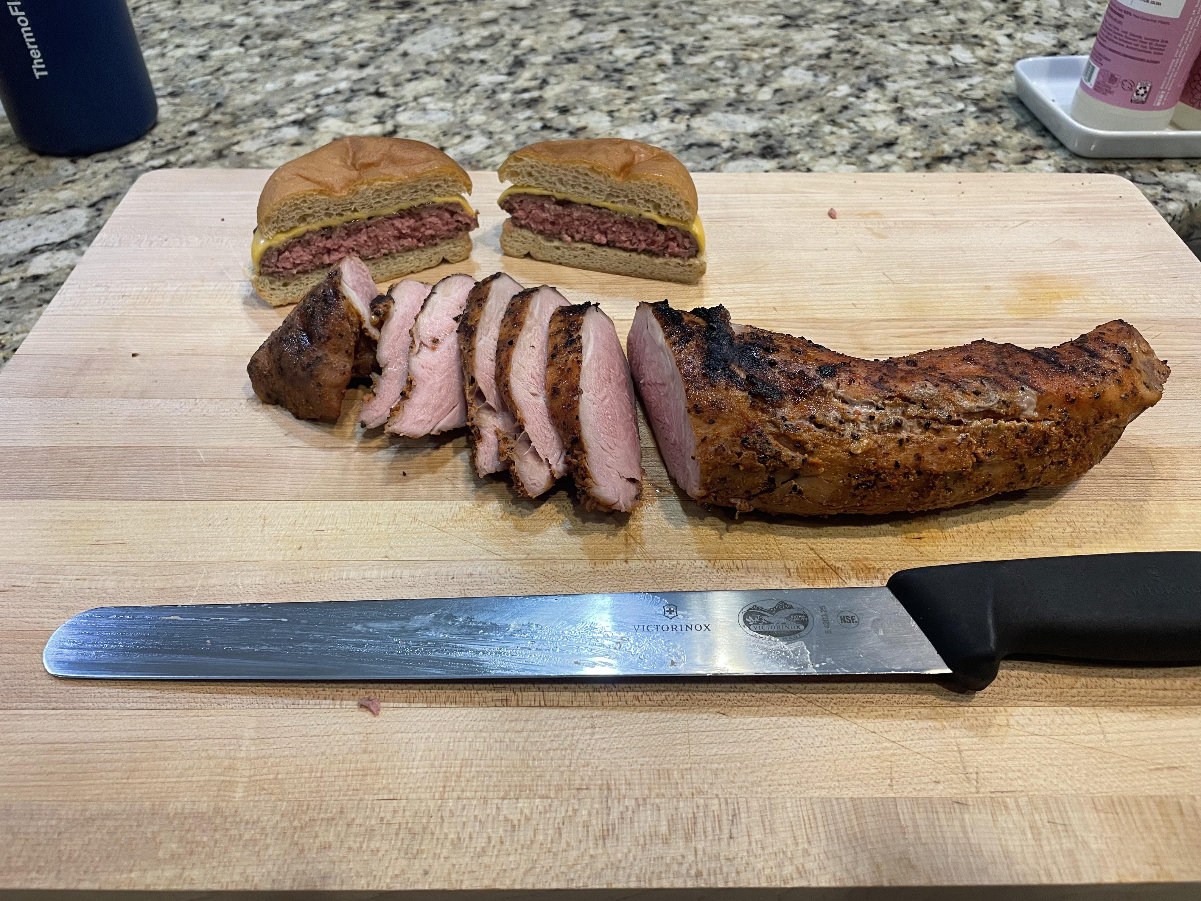 Pork tenderloin and round 2 for some burgers. Much better this time