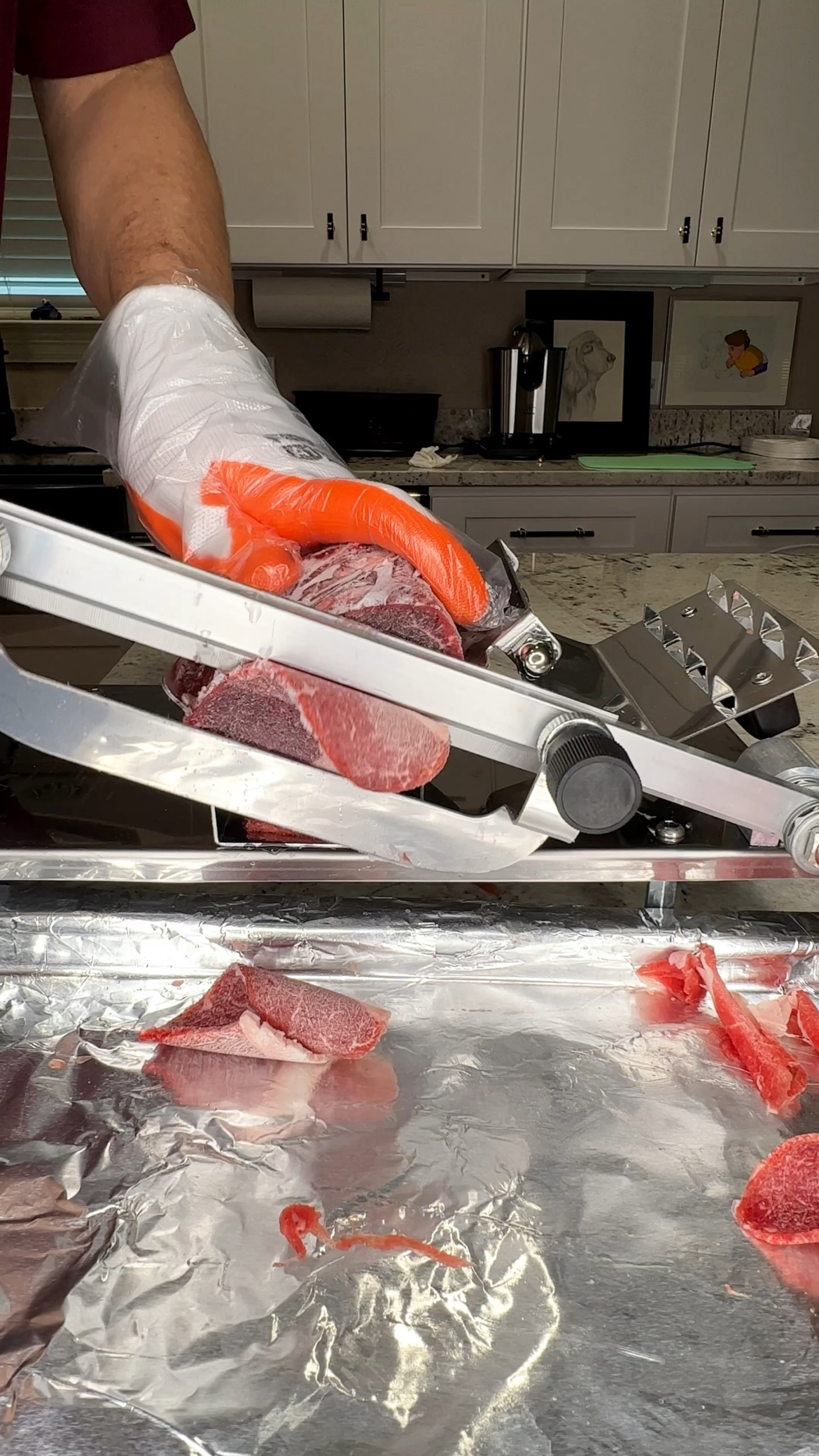 Thin slicing brisket for BBQ
