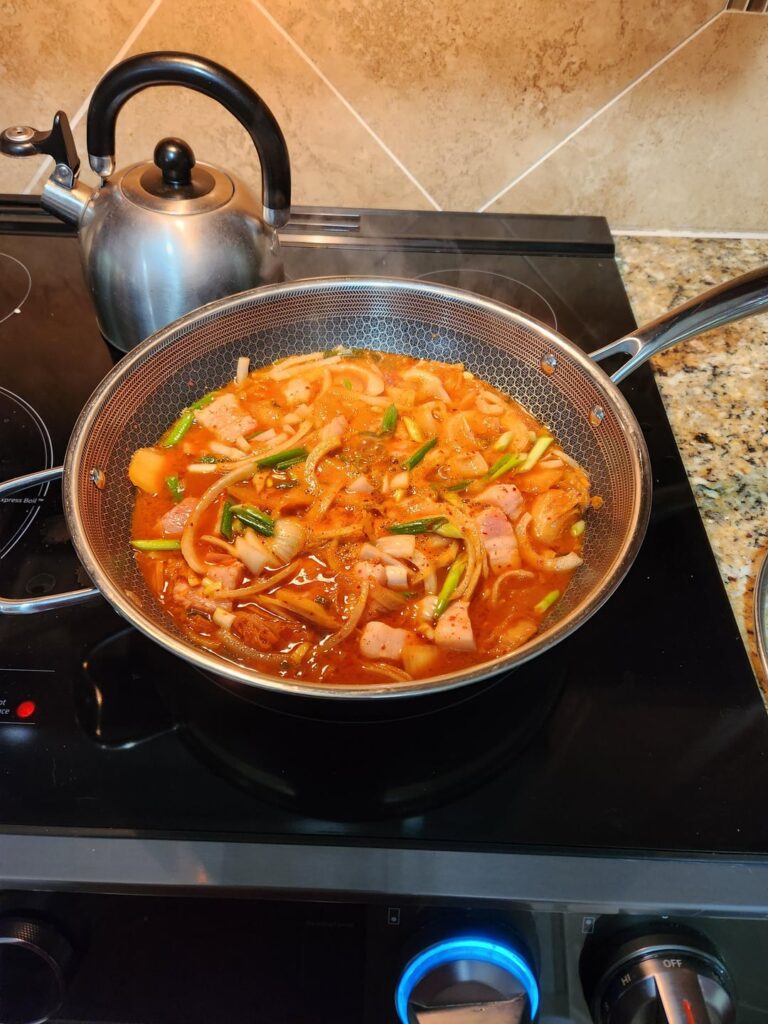 First time making jjigae with my homemade kimchi.