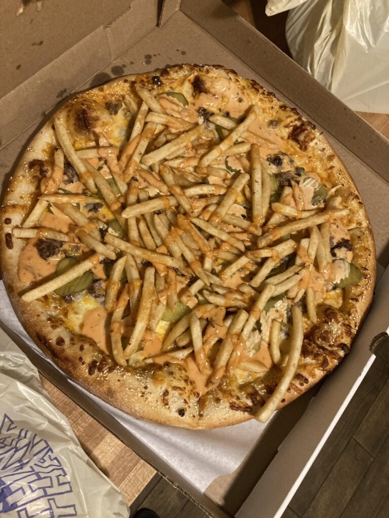 Big Mac pizza from Nikki P’s in Schenectady. One of the best pizzas I’ve ever eaten.