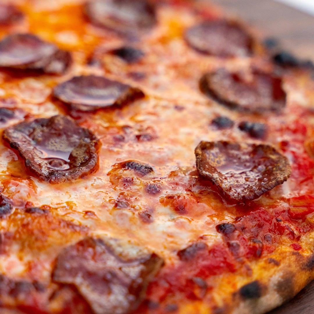 Mozzarella & Calabrese Salame Sourdough Pizza Dining and Cooking