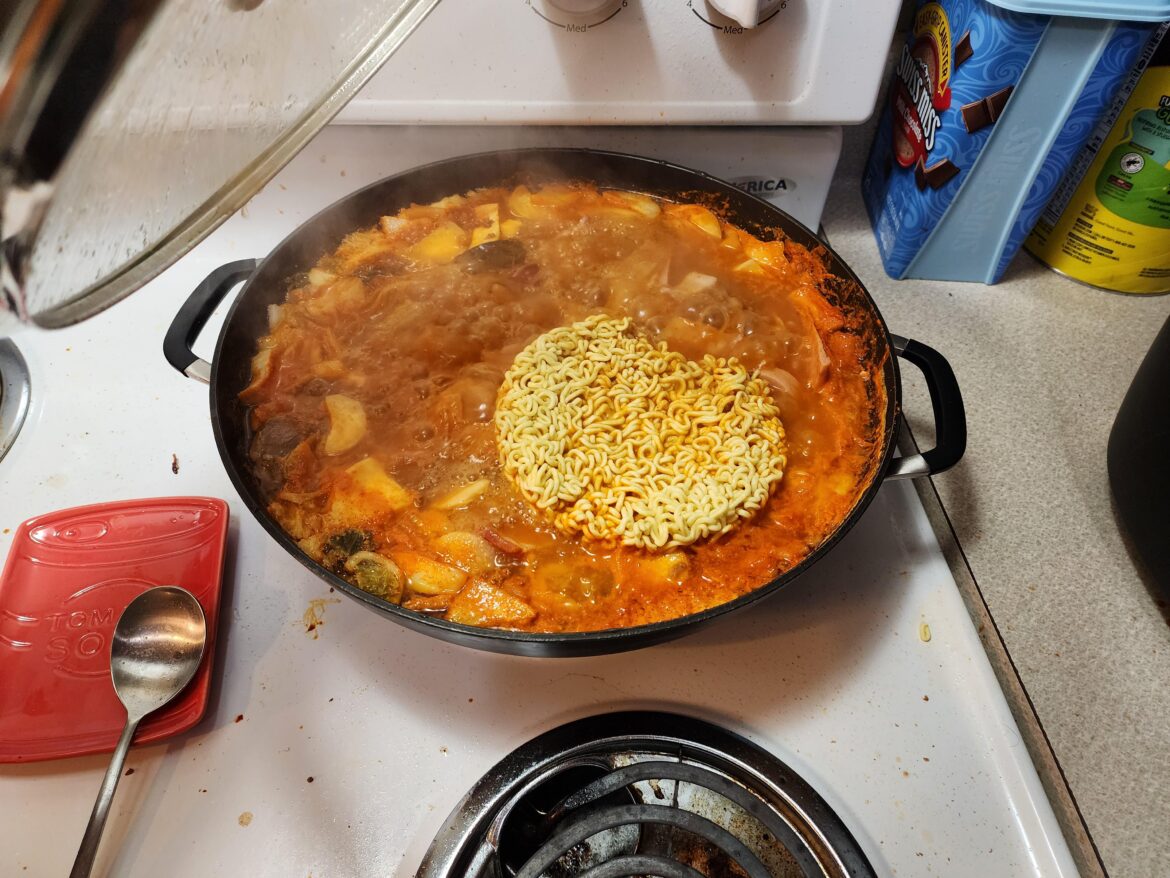 Delicious homemade budaejigae.