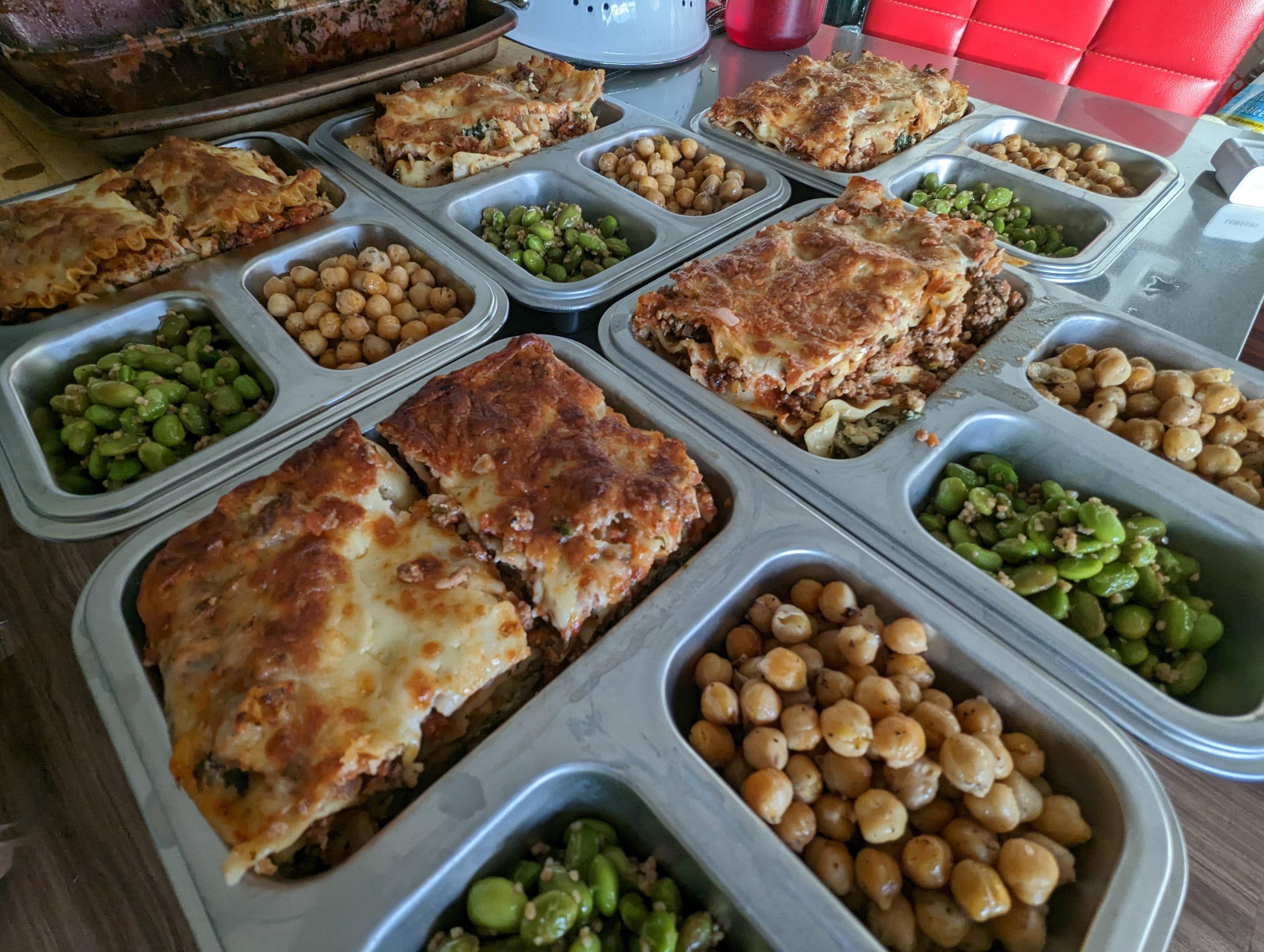 Lasagna, Edamame and Chickpeas. Dining and Cooking