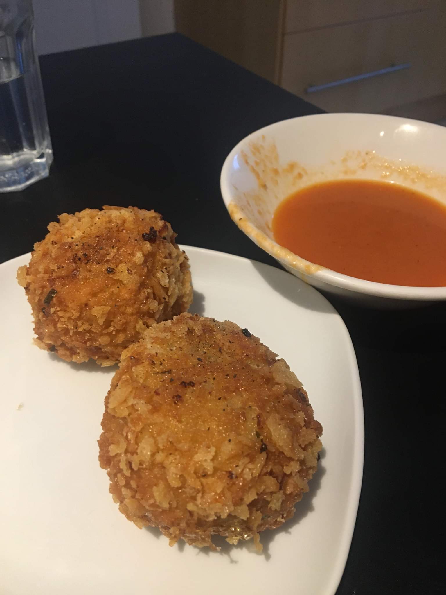 Arancini with a spicy tomato dipping sauce Dining and Cooking