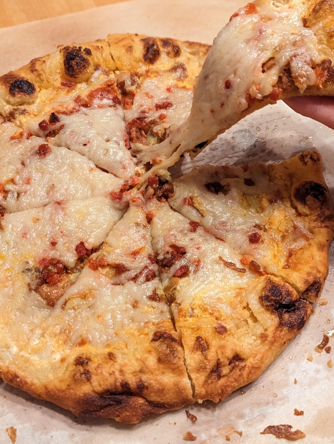 Local vegan store has these INCREDIBLE (and greasy) bake at home pizzas. The crust is the best I've ever had.