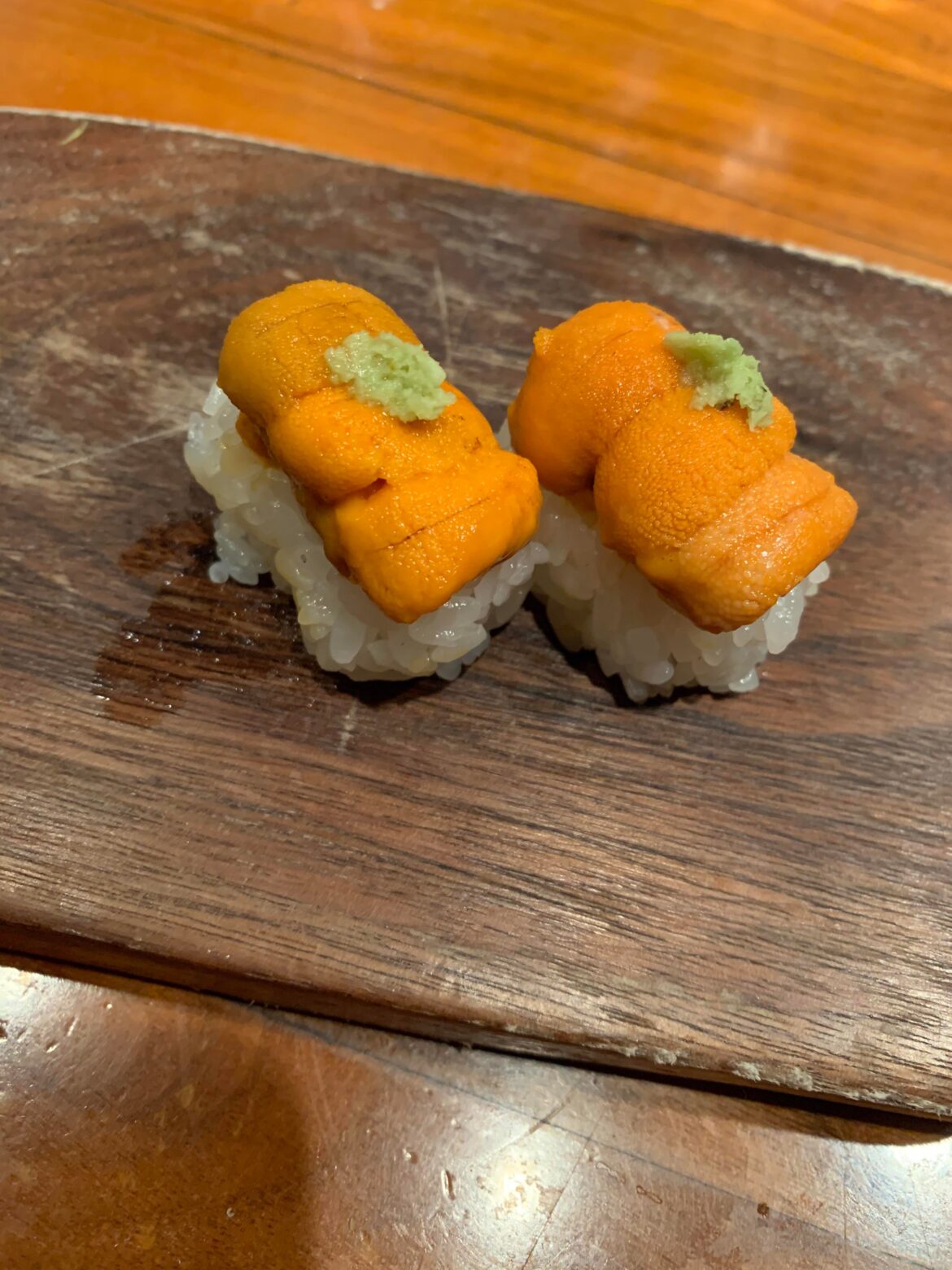Uni nigiri from Uchi, ATX.