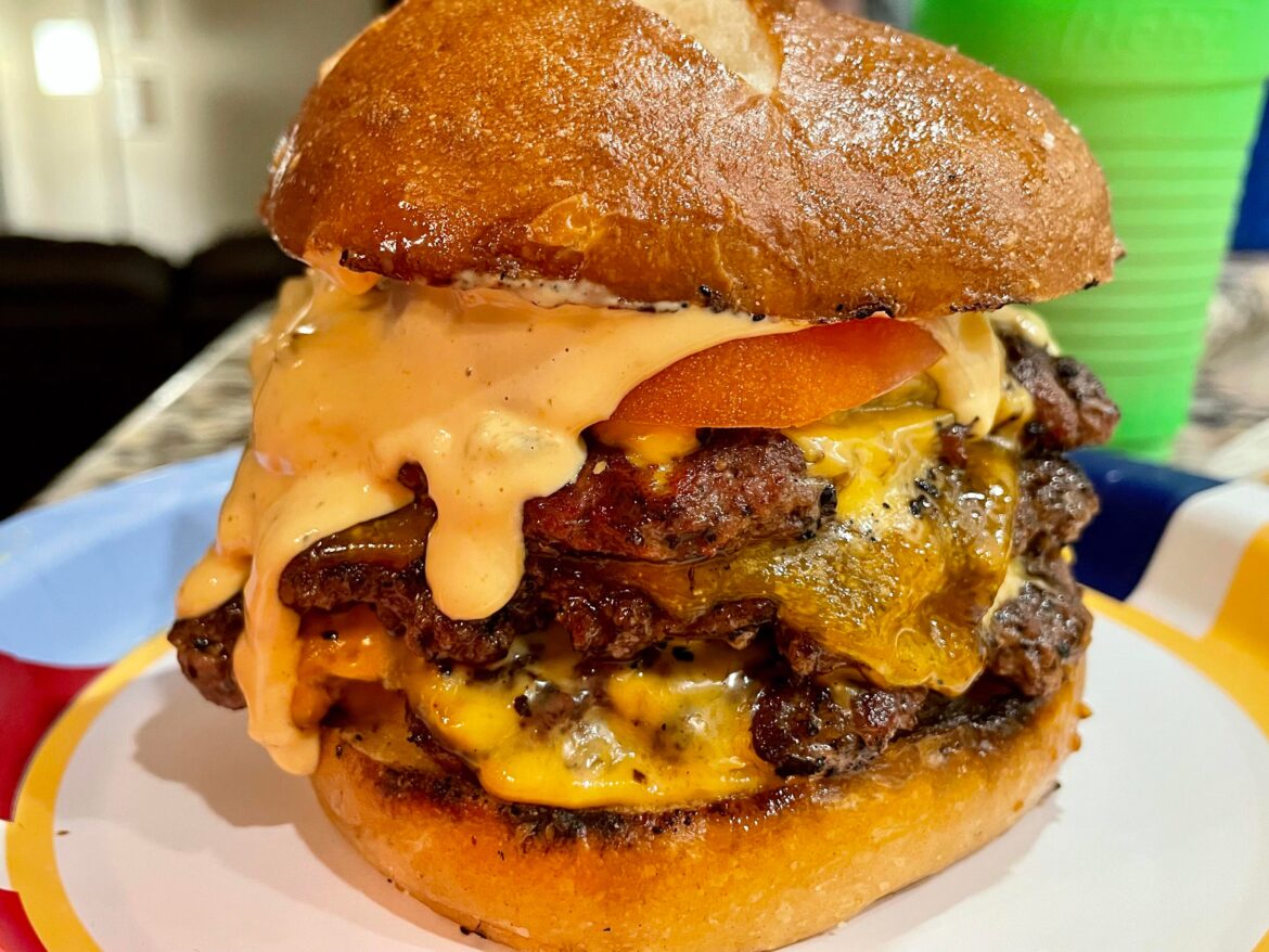 Triple smash burger with secret sauce!