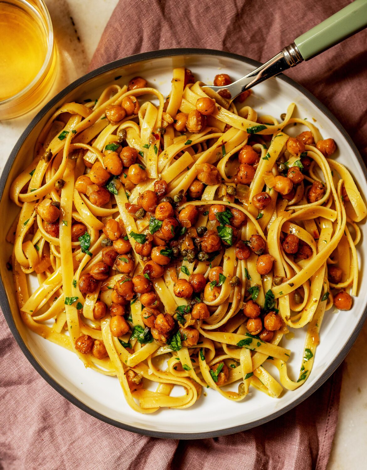 Chickpea "Piccata" with Fettuccine