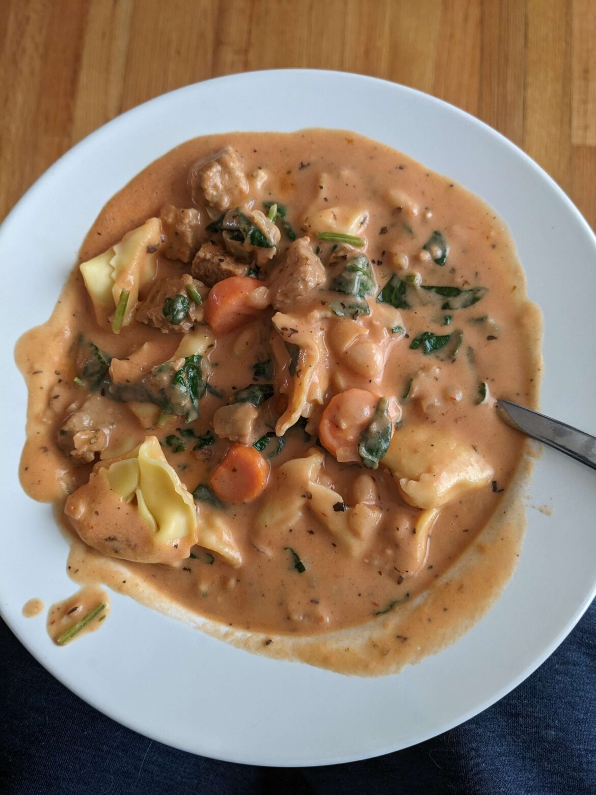 Vegetarian Sausage Tortellini Soup