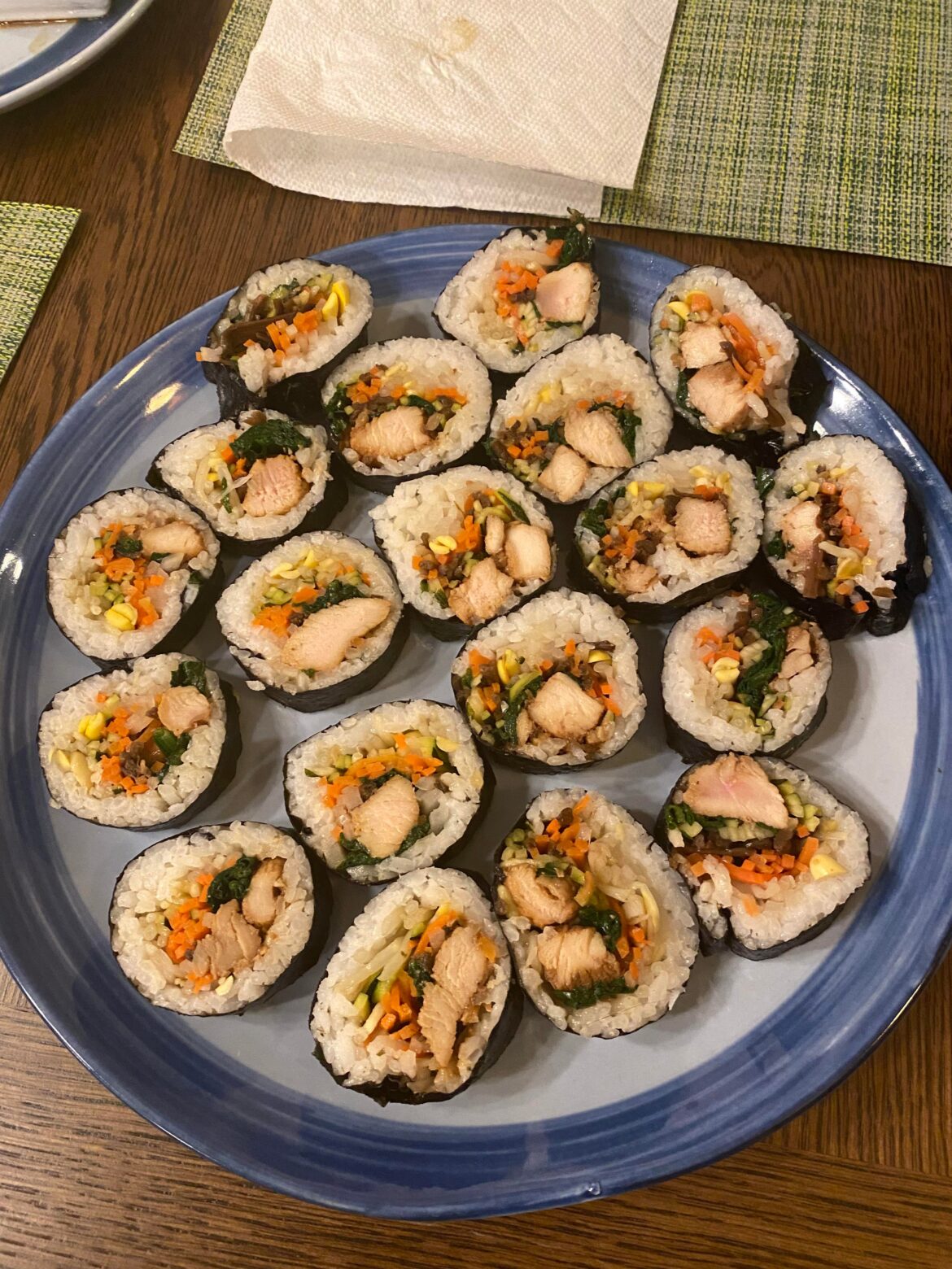 Kimbap made with leftover dakgalbi