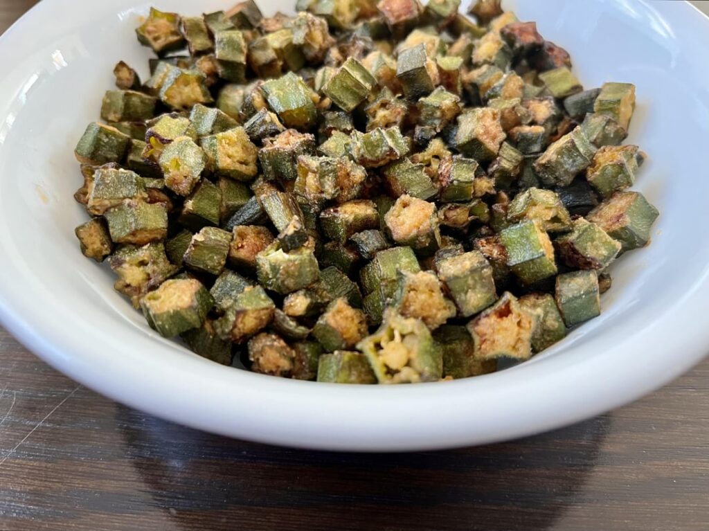 Garlicky and crispy pan-roasted fresh Okra.