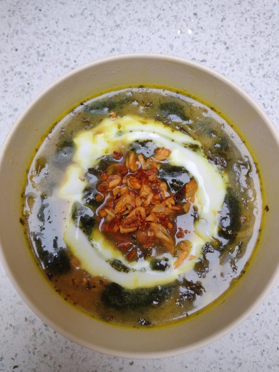 Ash Reshte. Persian herb bean and wheat noodle soup.