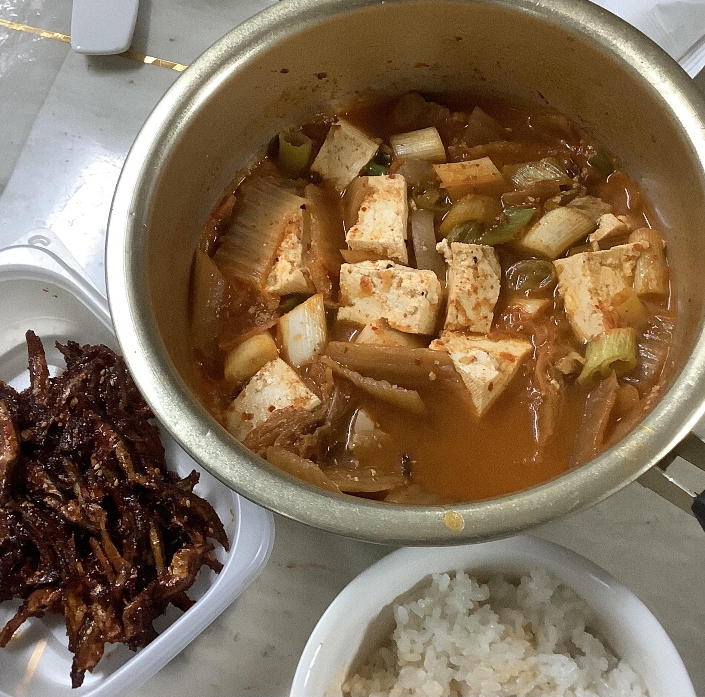 Kimchi jjigae & Spicy stirfried anchovies Dining and Cooking