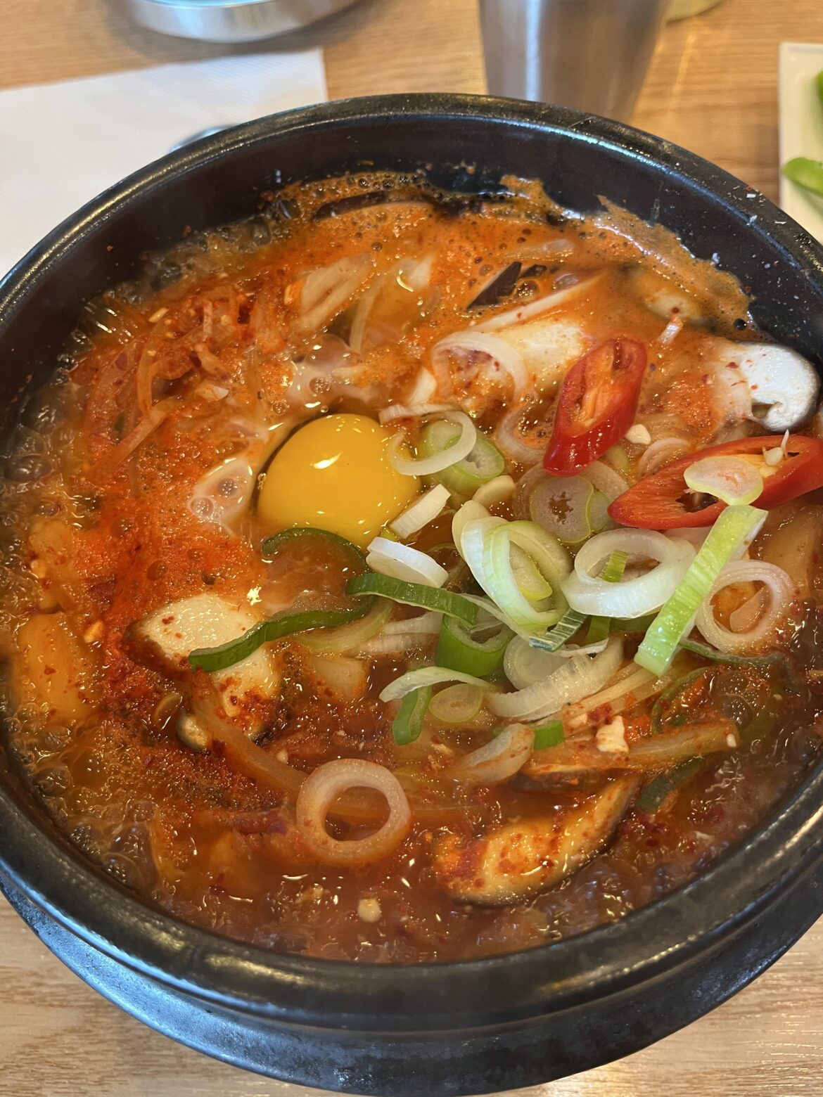 How do you like your soft tofu stew? I like mine without seafood!