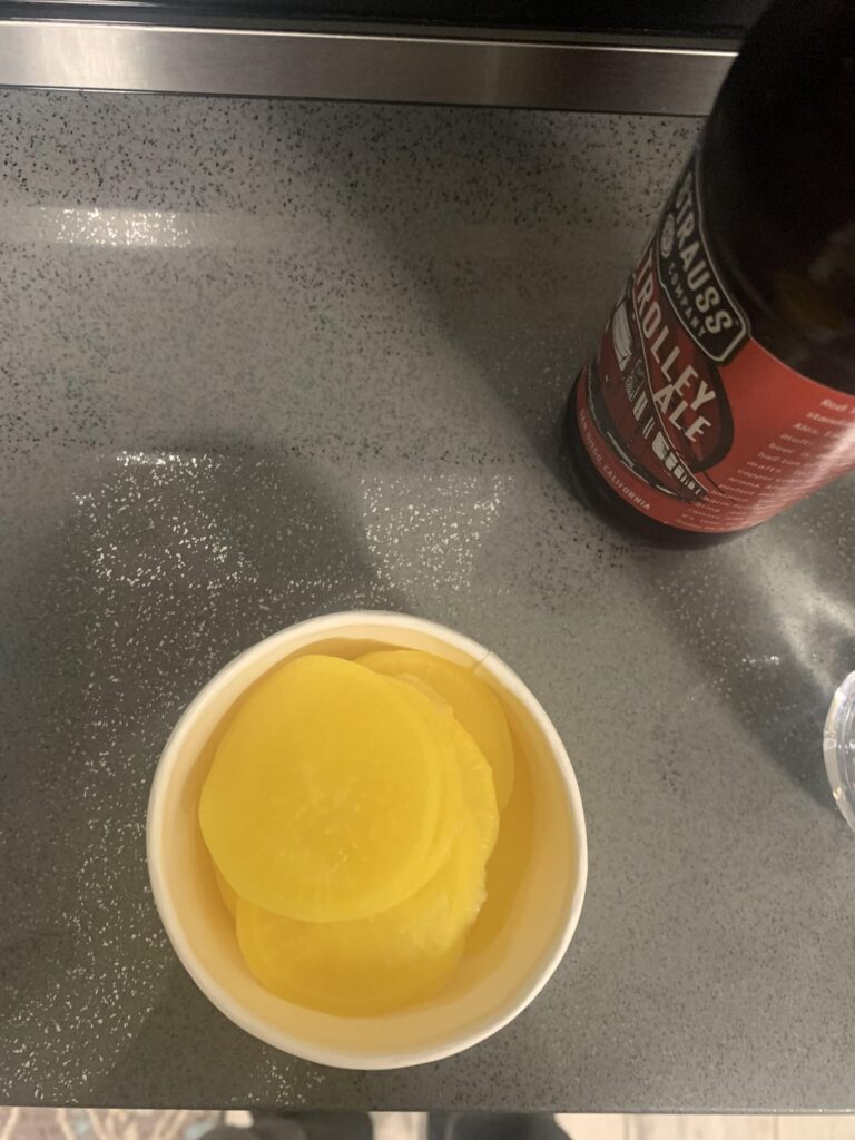 I tried Jiajangmyeon for the first time! Delicious! Also, what’s this yellow stuff?