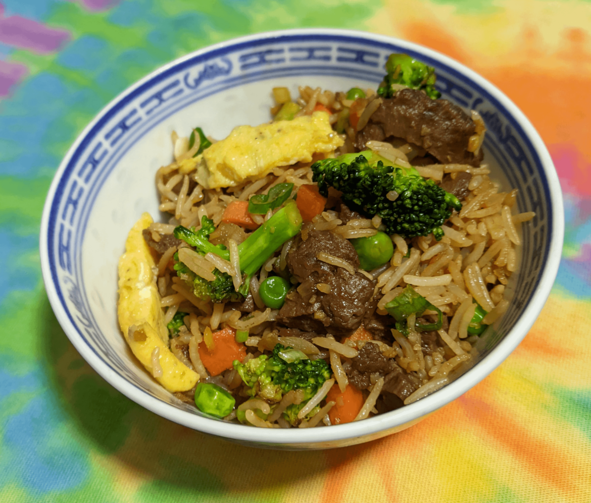 "Steak" & eggs fried rice