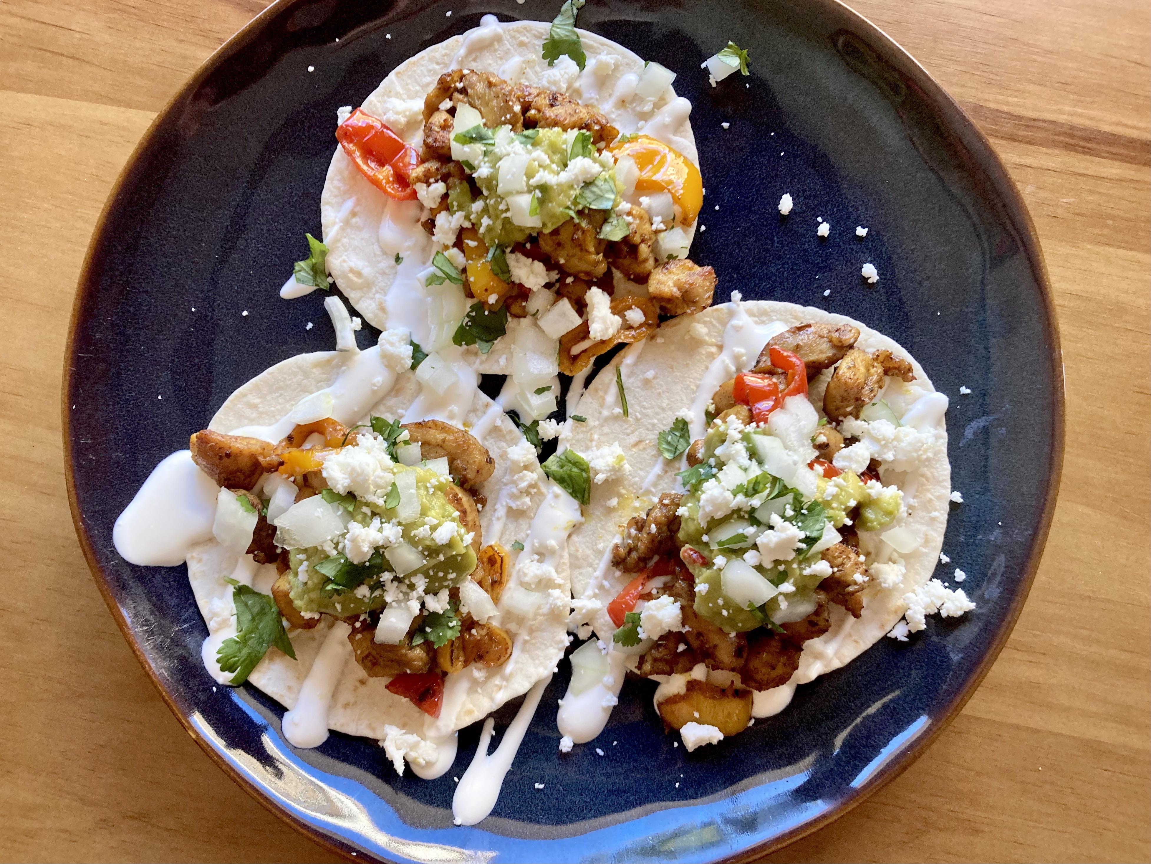 Skillet chicken tacos with zero net carb tortillas Dining and Cooking