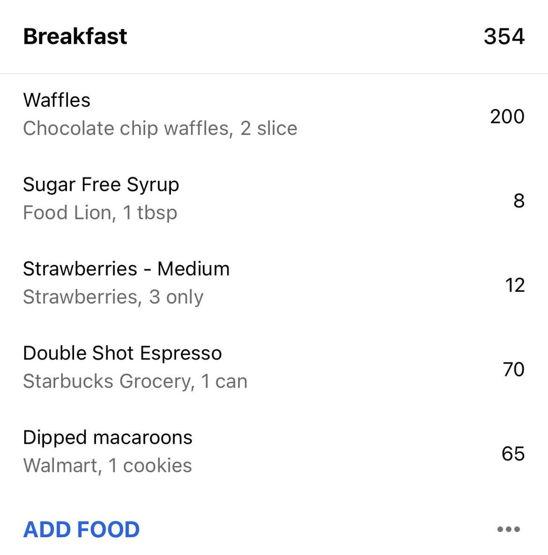 354 calorie breakfast! You can never go wrong with waffles. Dining
