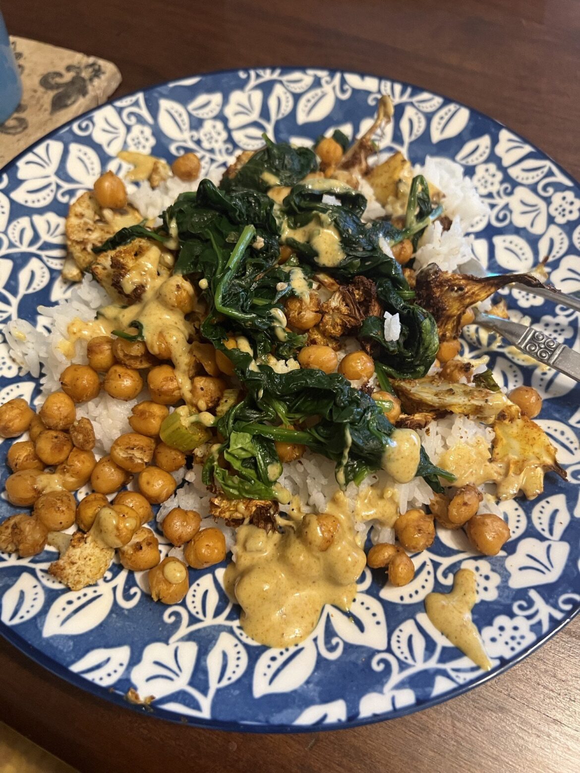Easy cauliflower, chickpea with curry aioli