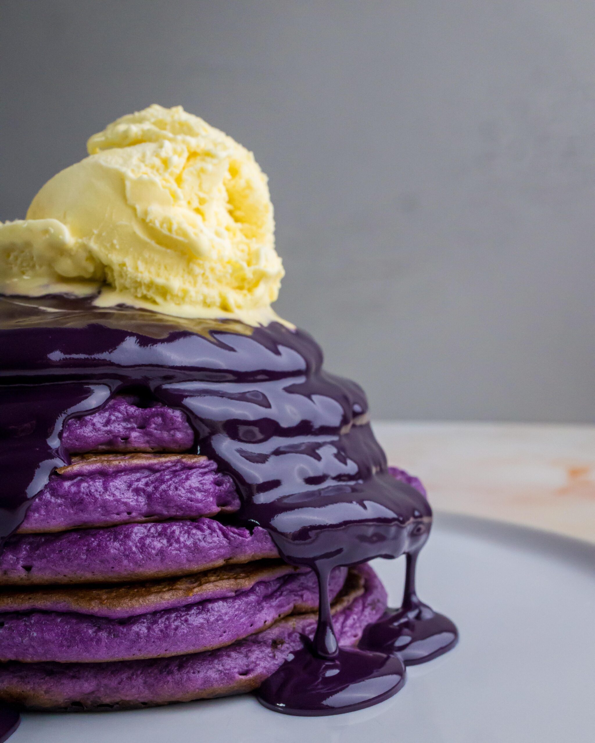 [OC] Happy pancake day. Ube pancakes - Dining and Cooking