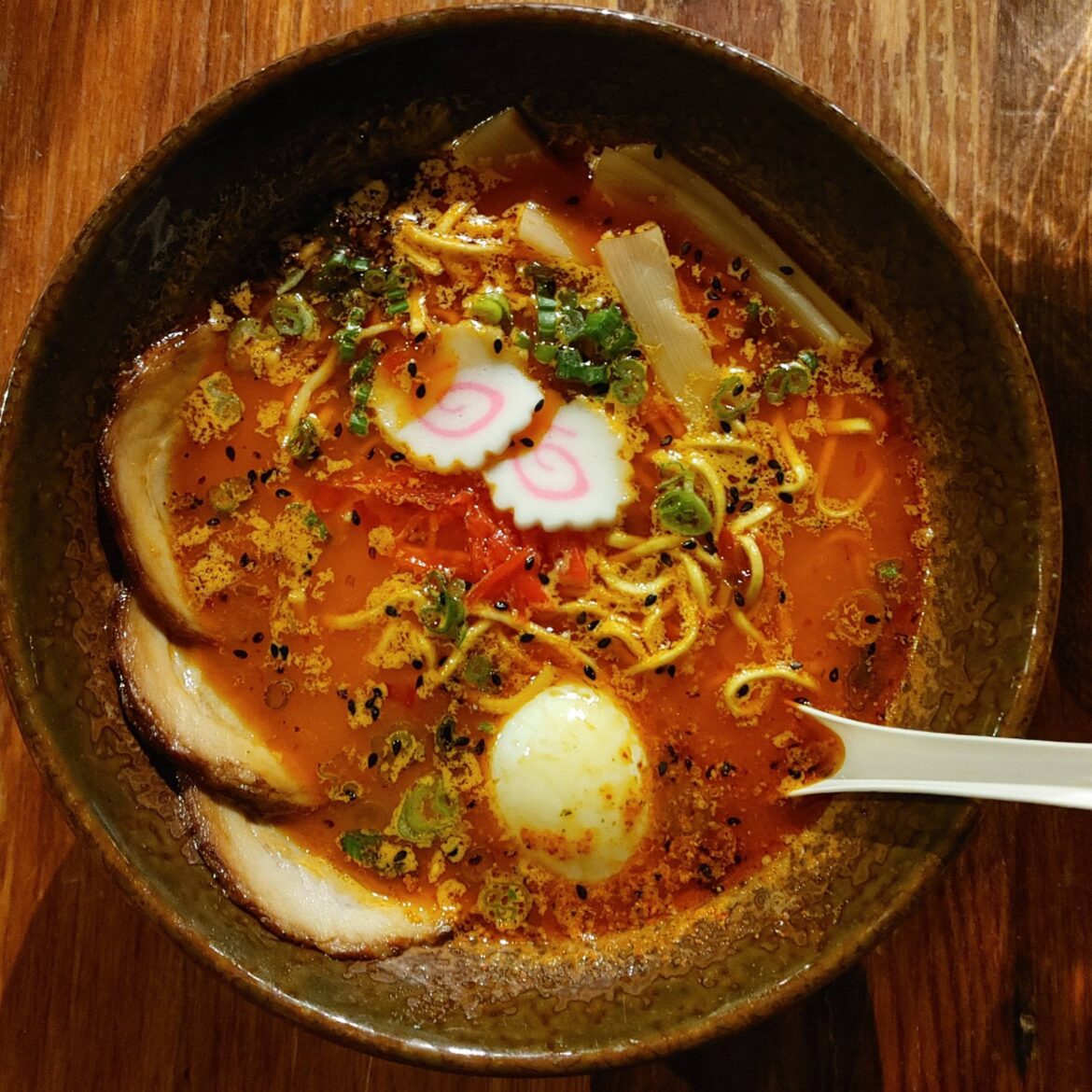Pork bone broth spicy ramen from blue ocean in STL