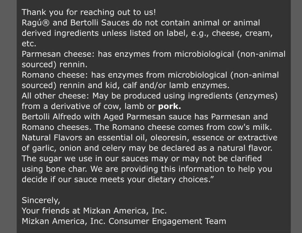 Some info I received from Bertolli today and found on Classico for those wondering about pasta and alfredo sauce: