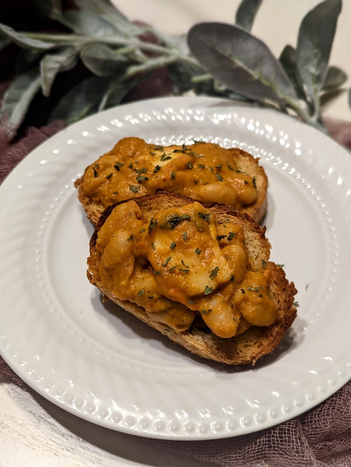 Red Pepper Baked Halloumi with Cannellini Beans