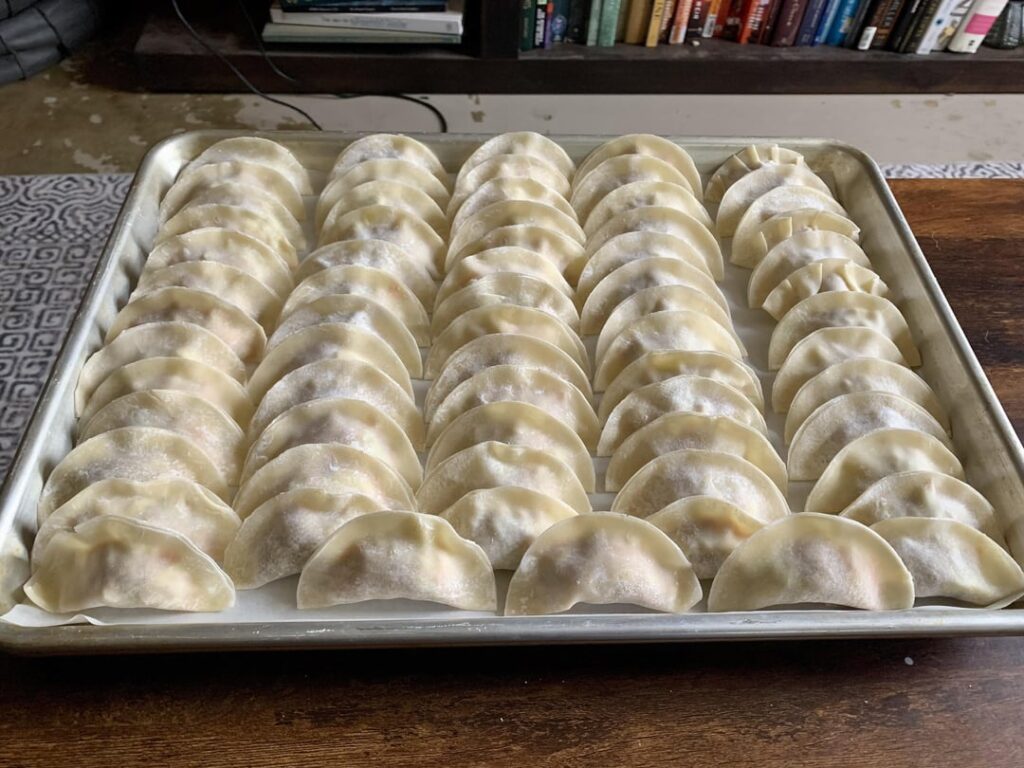 Many many dumplings for my meal prep friendly version of momo jhol achar