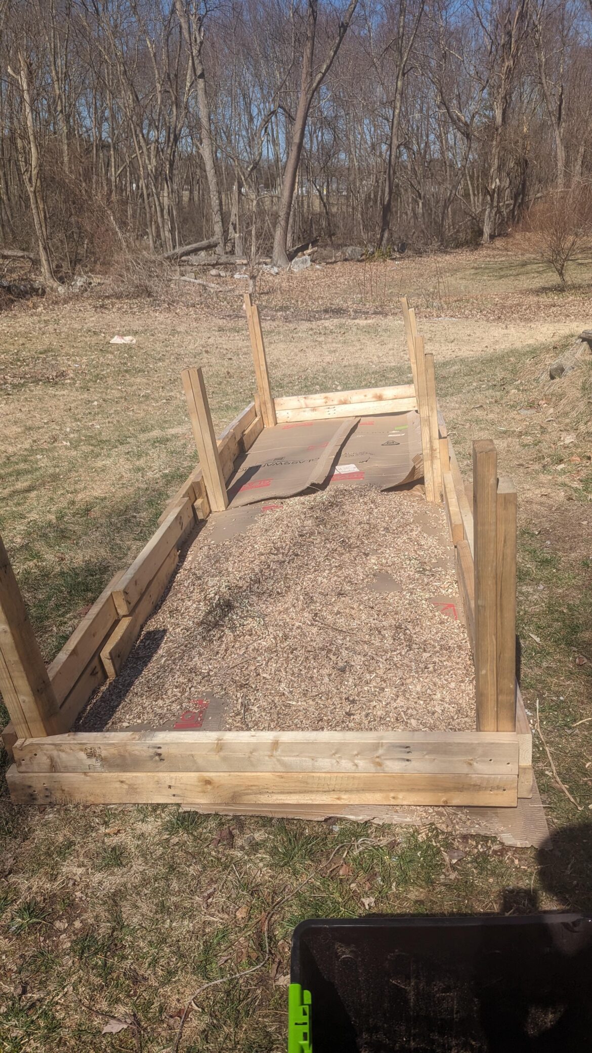Raised bed built with leftover 2x4 pieces