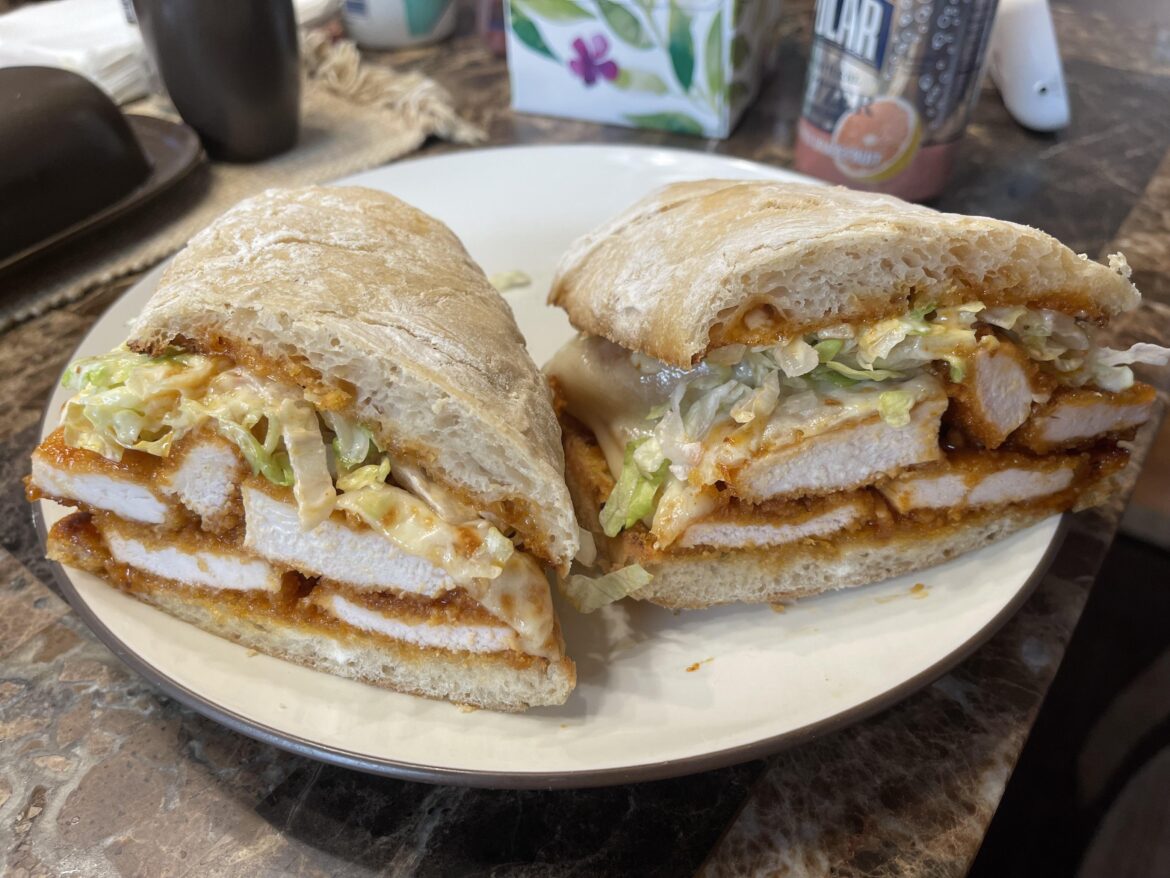 Buffalo Chicken Sub on Homemade Roll.