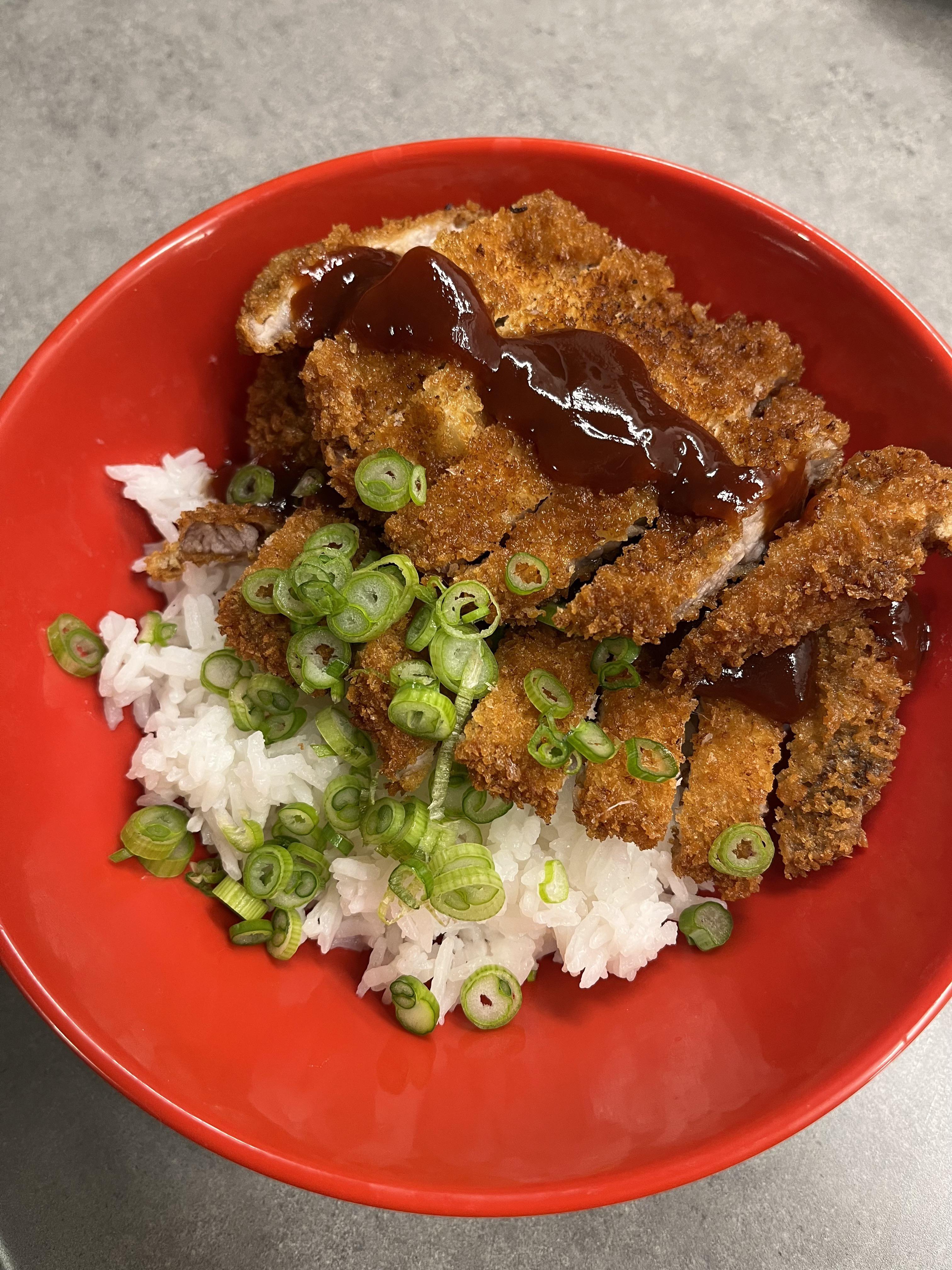 Pork Katsu with rice. Dining and Cooking