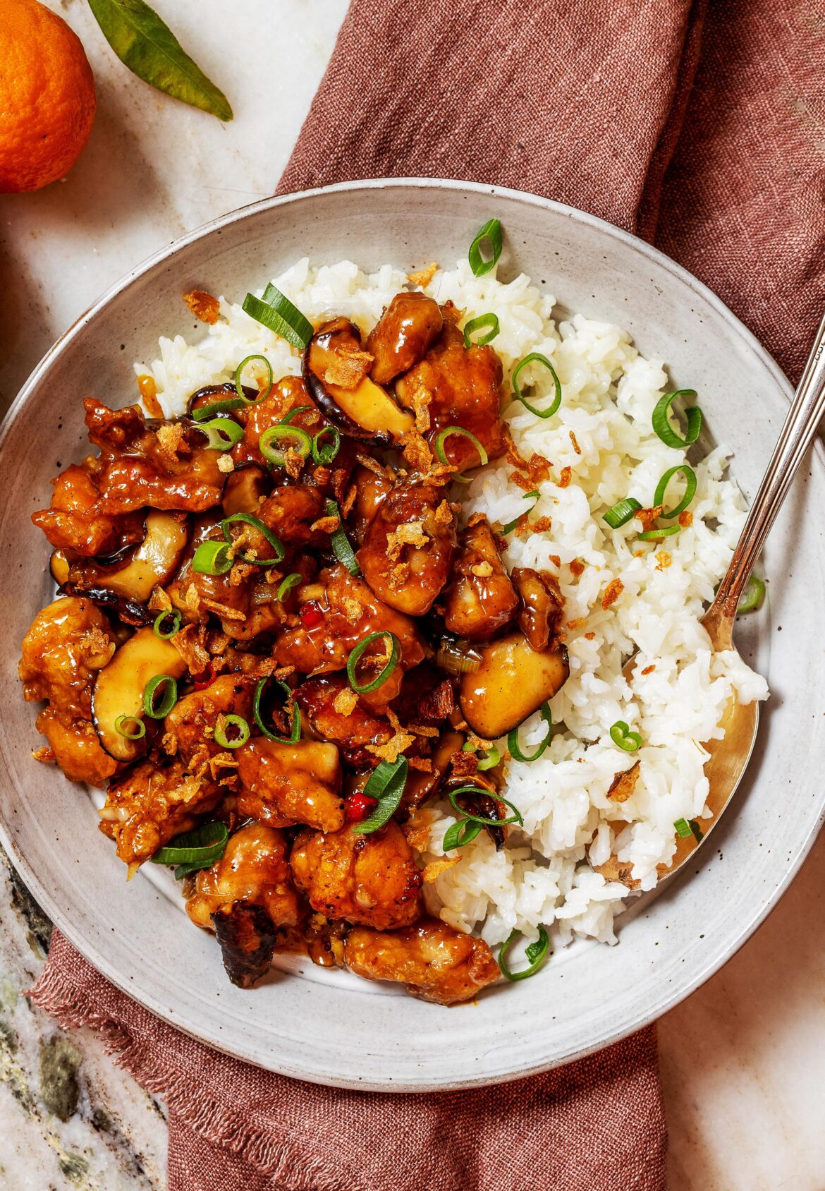 Spicy Orange Chicken and Mushrooms