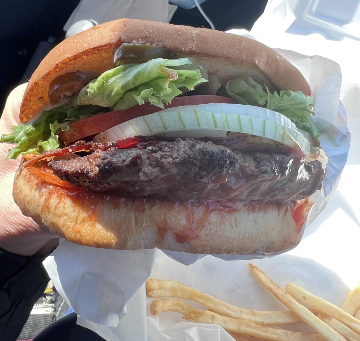 The KRK Burger from Kopp’s with jalapeños and Nueske’s bacon.