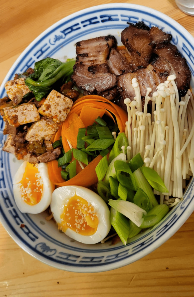 Fried some leftover suyuk and mapo tofu to go with my shin ramyun.