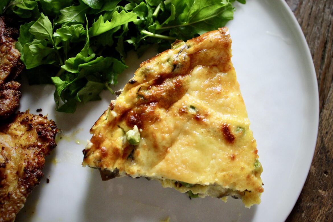 Cheesy Mushroom, Pea & Pancetta Soufflé