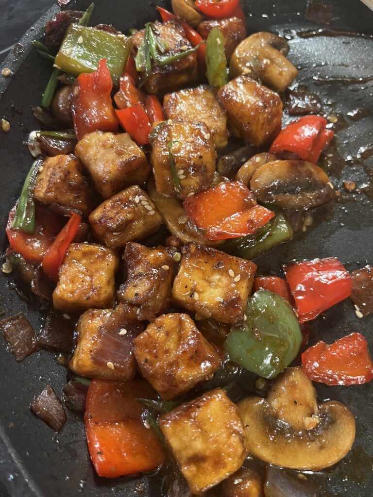 Blackened tofu with peppers