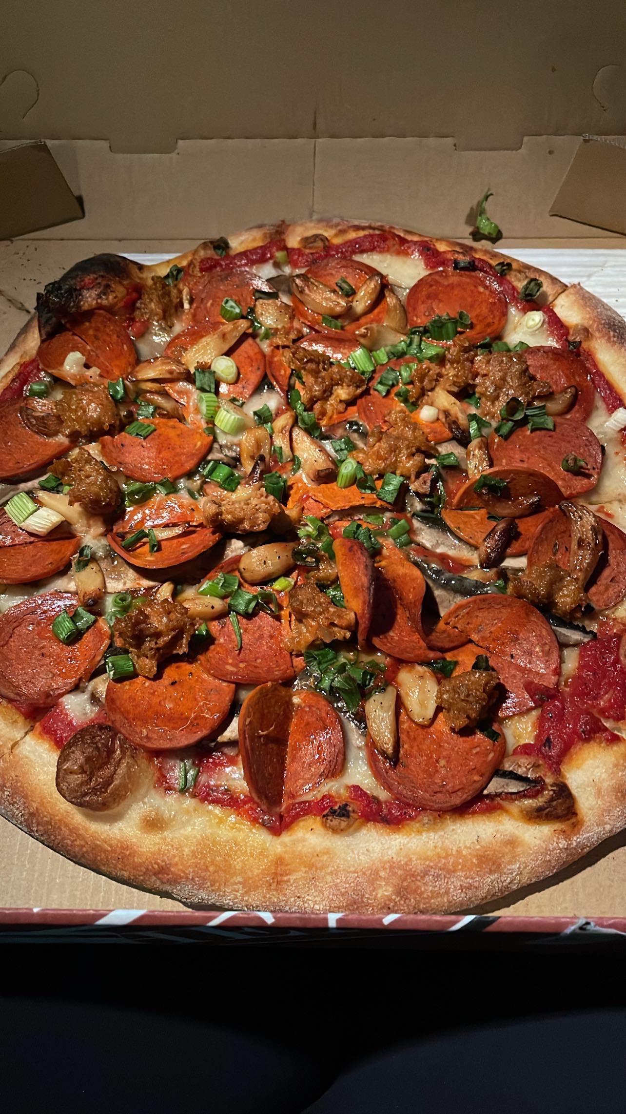 Vegan Big Sur pizza from pizza my heart in san Ramon ca Dining and