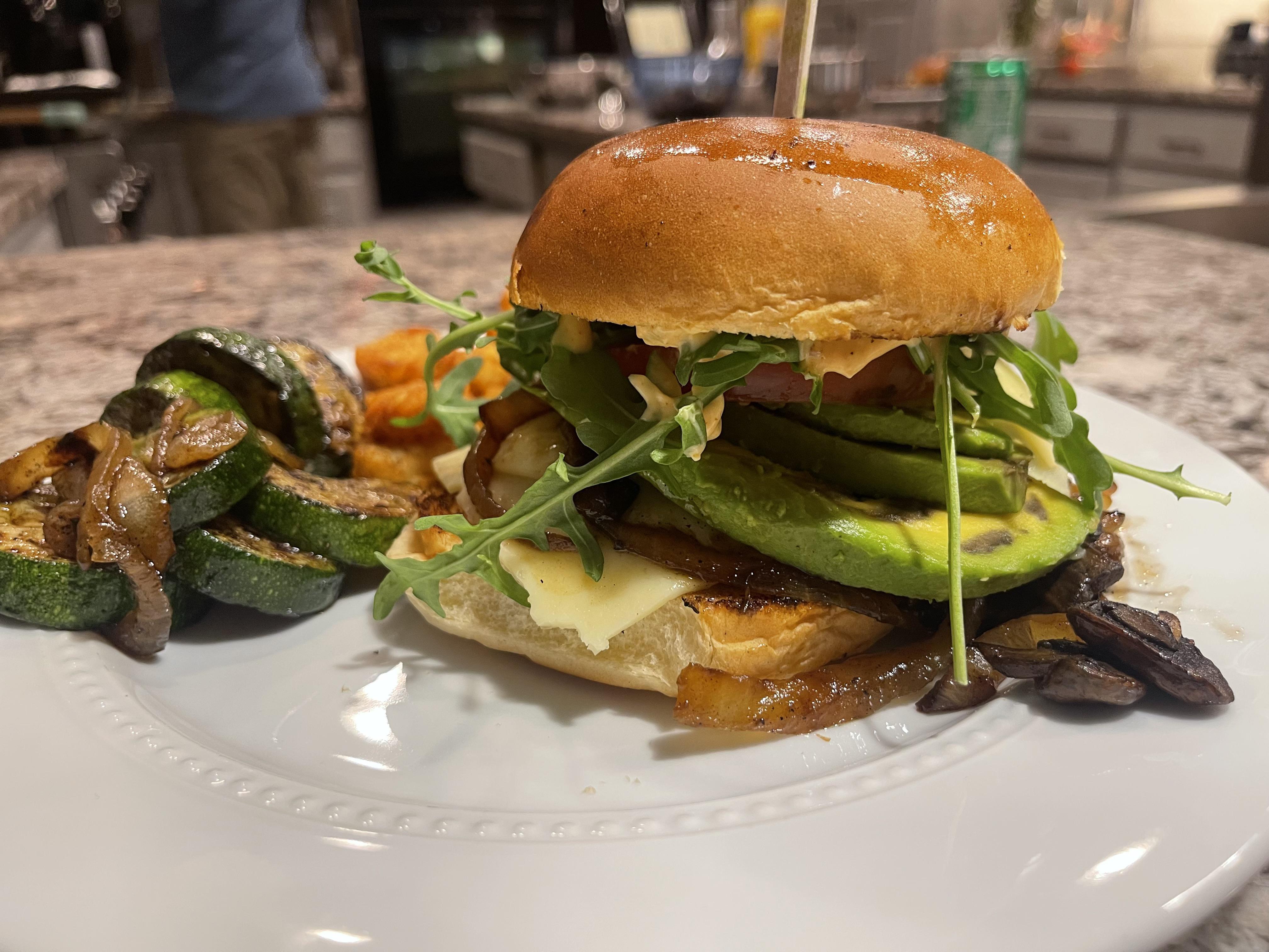 Double Smash Burger toasted bun, white american, "special sawce