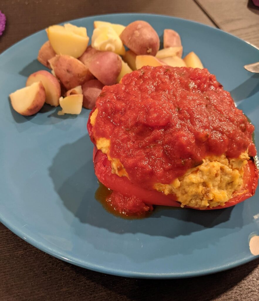 Delicious ricotta stuffed roasted red pepper