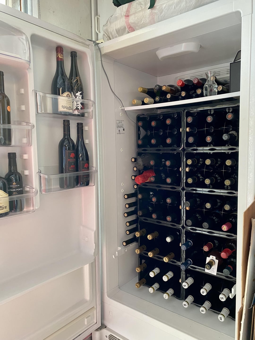 Repurposed Garage Refrigerator Dining and Cooking