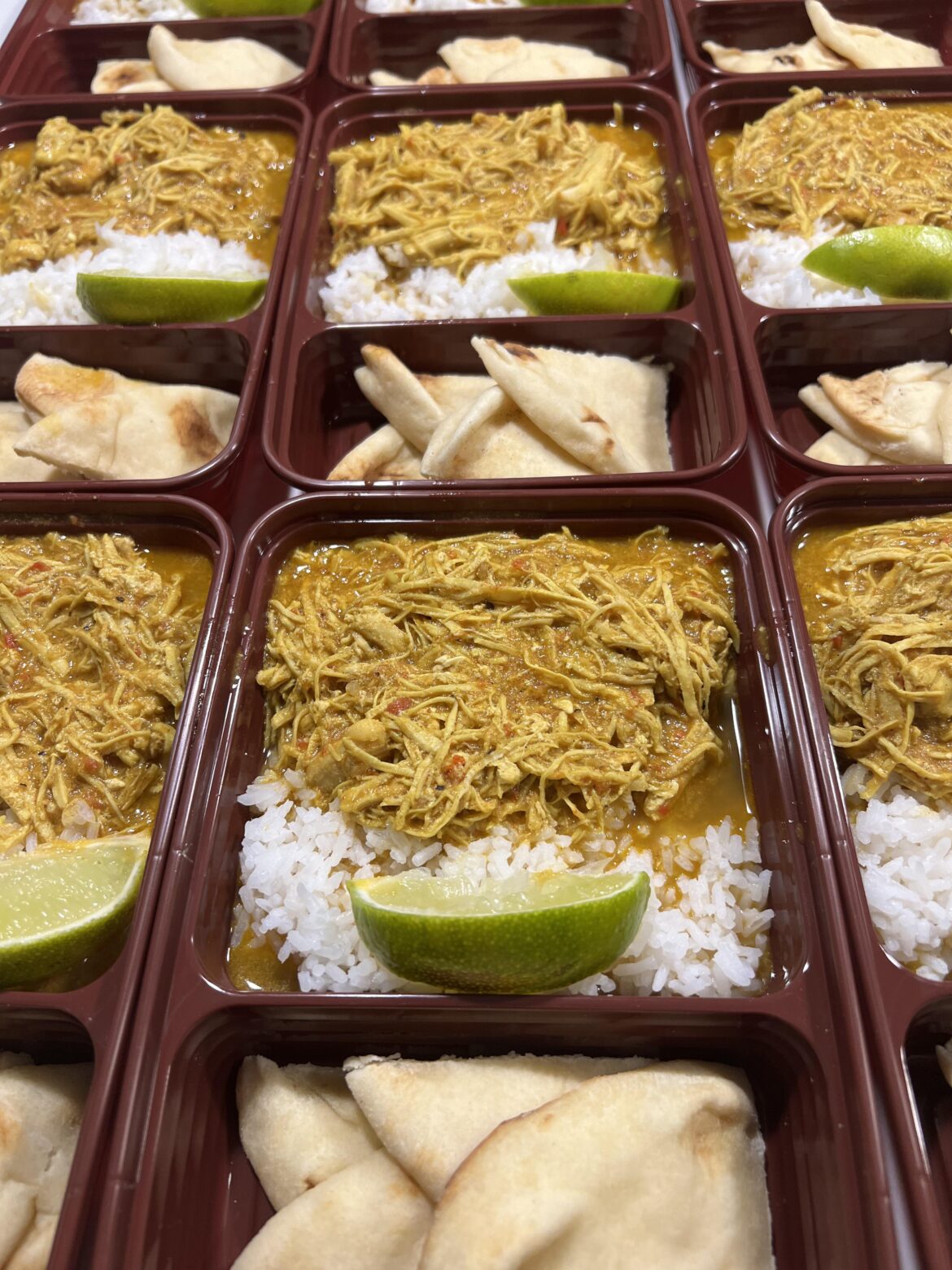 Dinner prep! Yellow curry, rice, & naan. ingredients in comments!