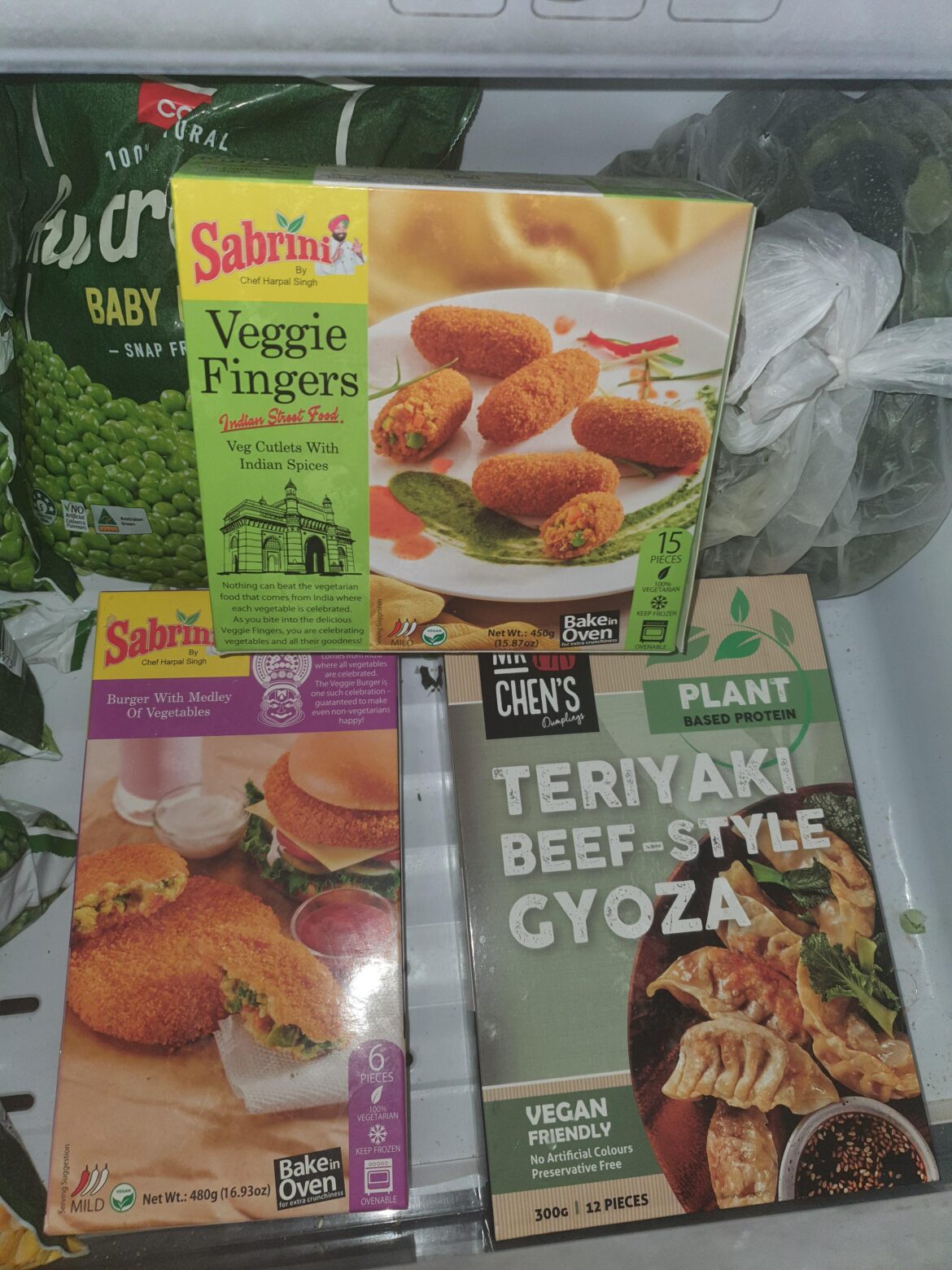 Vegetarian/Plant based - bought from NQR ( Not Quite Right) store in Victoria, Australia. The Veggie fingers are spicy but tasty. good for a 'fast food' fix