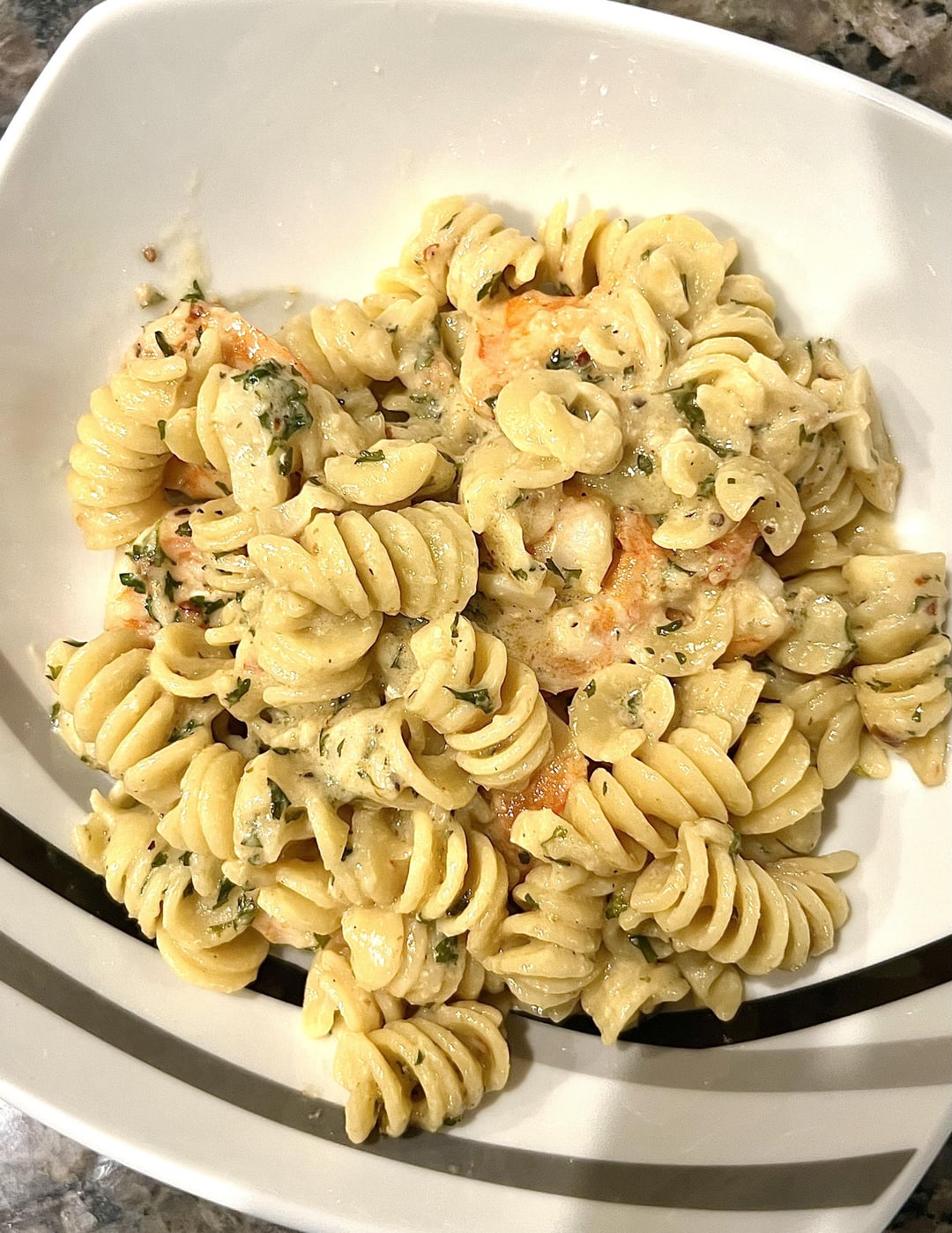 rotini and shrimp in a white wine lemon cream sauce Dining and Cooking