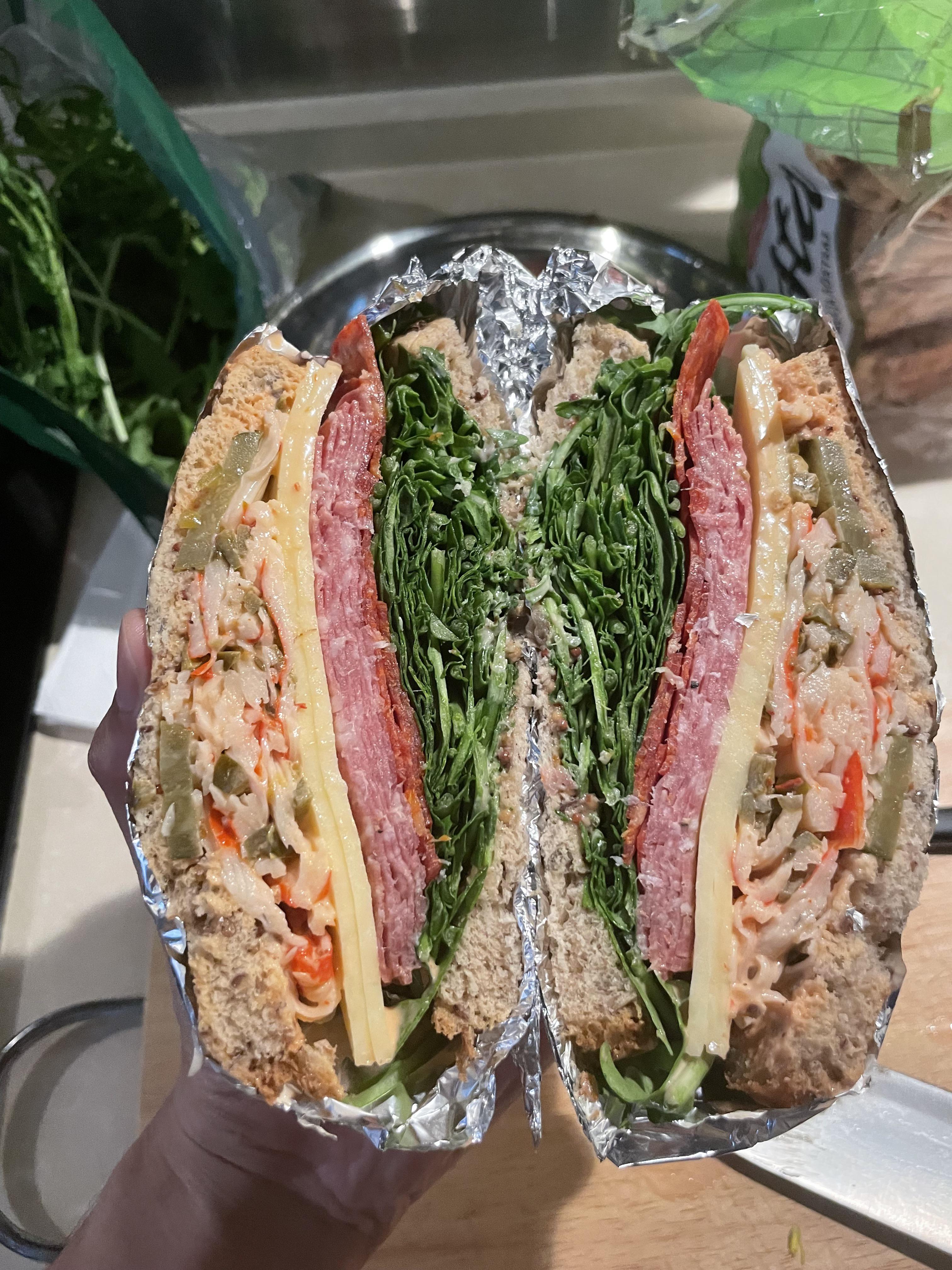 The Japanitalian. Arugula, pepperoni, salami, cheese, imitation crab