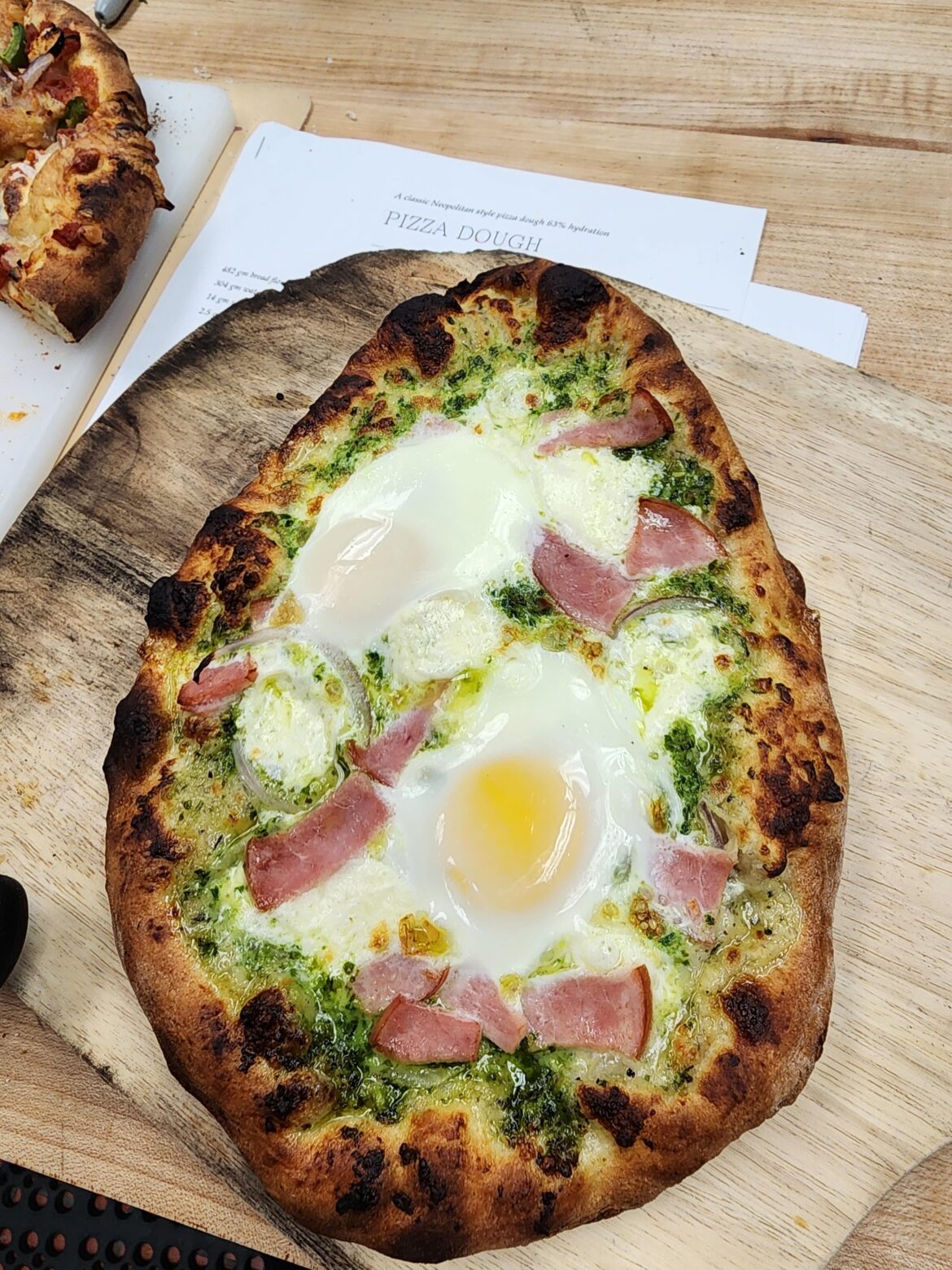 Breakfast Pizza demo for my baking class students.