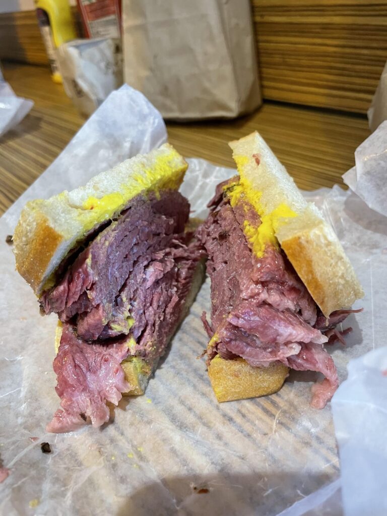 The best smoked meat sandwich tho Schwartz’s deli