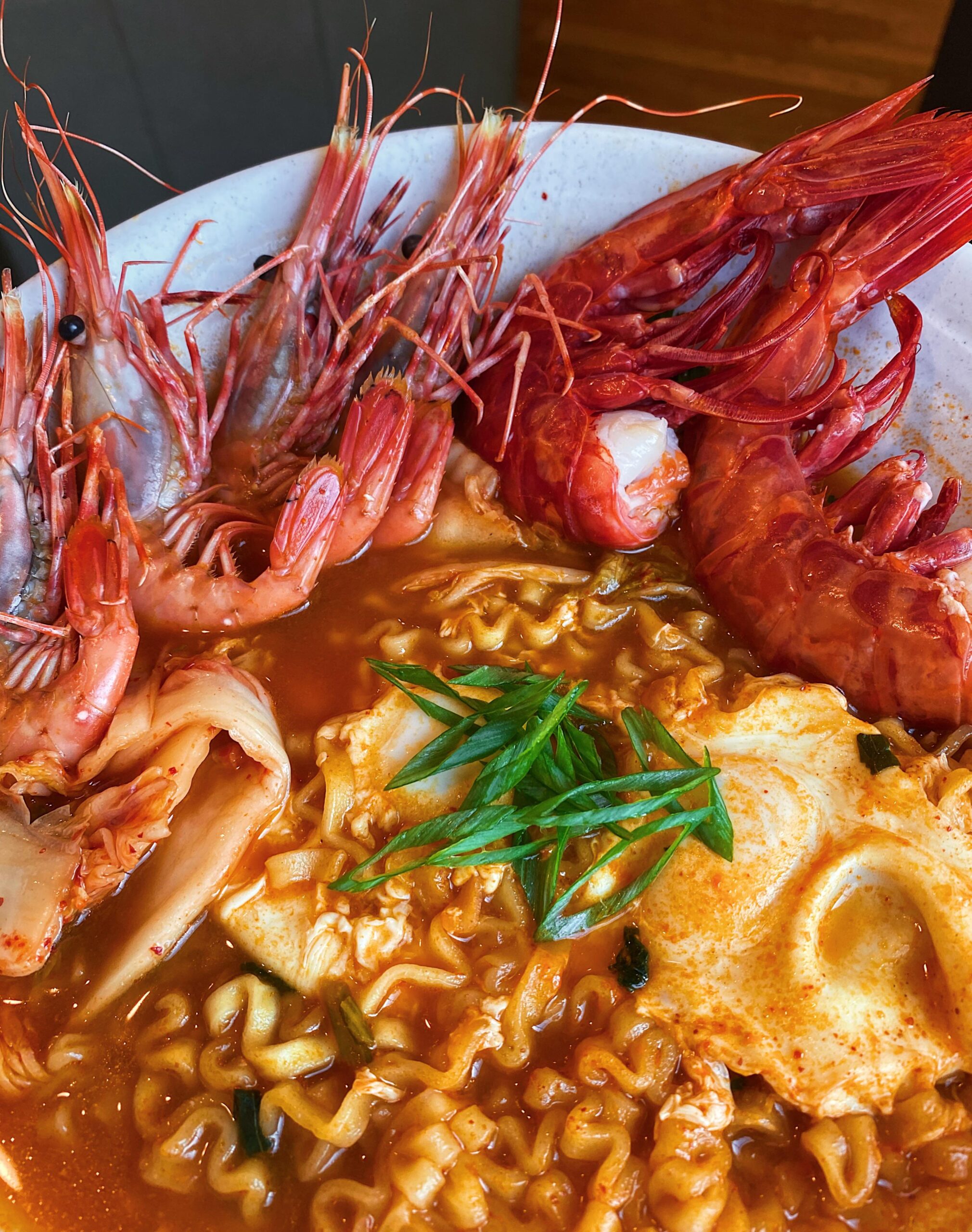 Ottogi jjamppong with spot prawns and carabineros Dining and Cooking