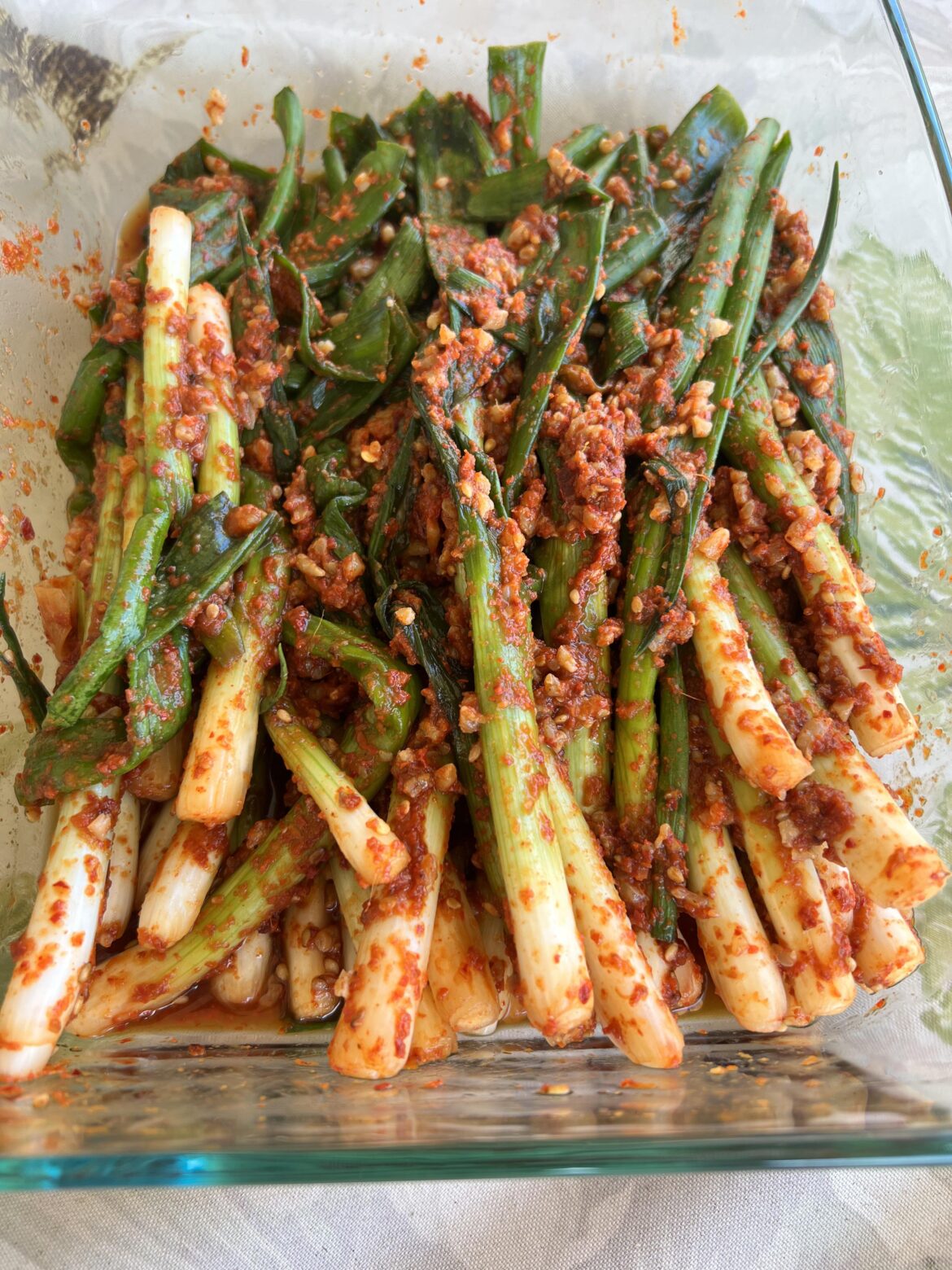 Wife made a batch of green onion kimchi