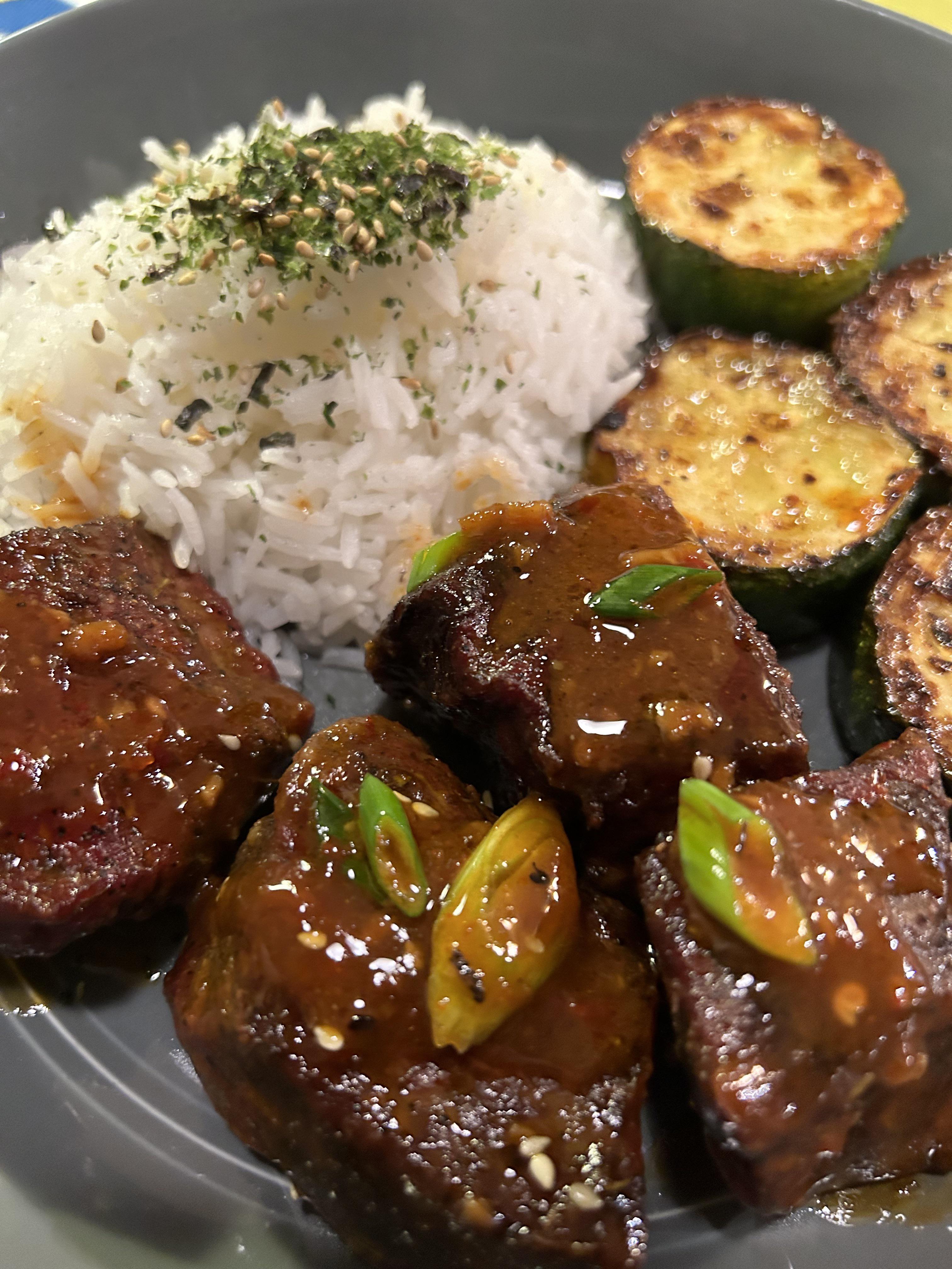 Korean style bbq burnt ends. On the gas cause I was lazy today. Dining and Cooking