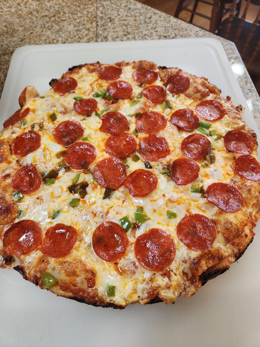 Kenji pan pizza. 2nd attempt. 14 inch Lloyd's pan. Dining and Cooking